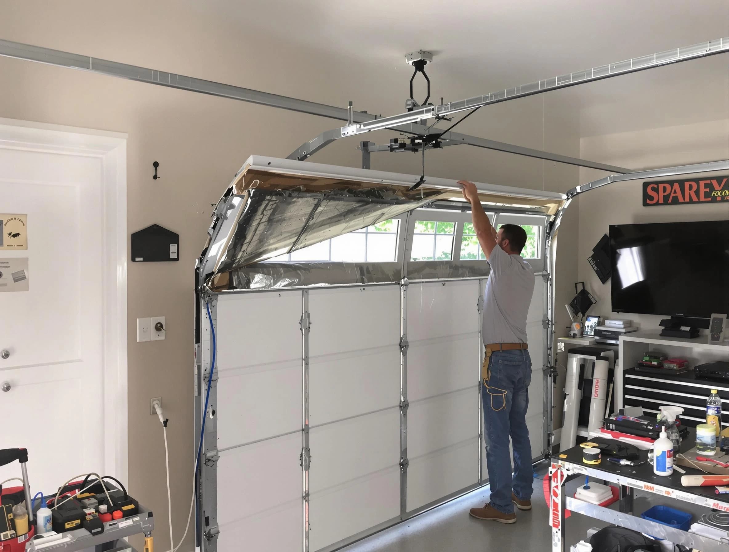 Garage door section replacement by Evergreen Garage Door Repair in Evergreen