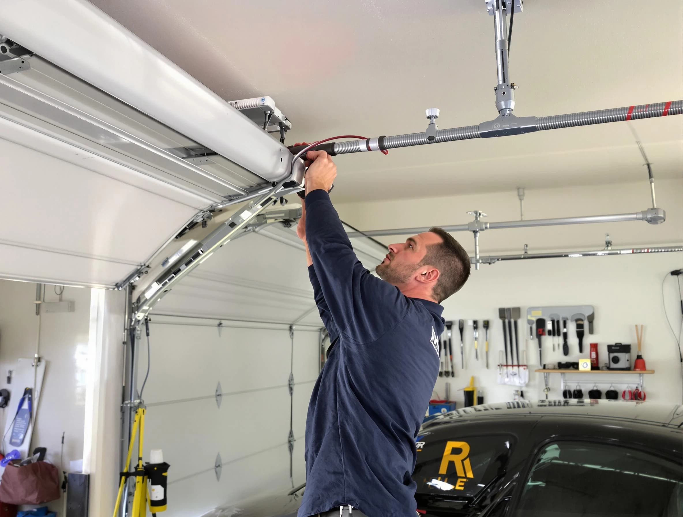 Evergreen Garage Door Repair technician performing garage door cable repair in Evergreen
