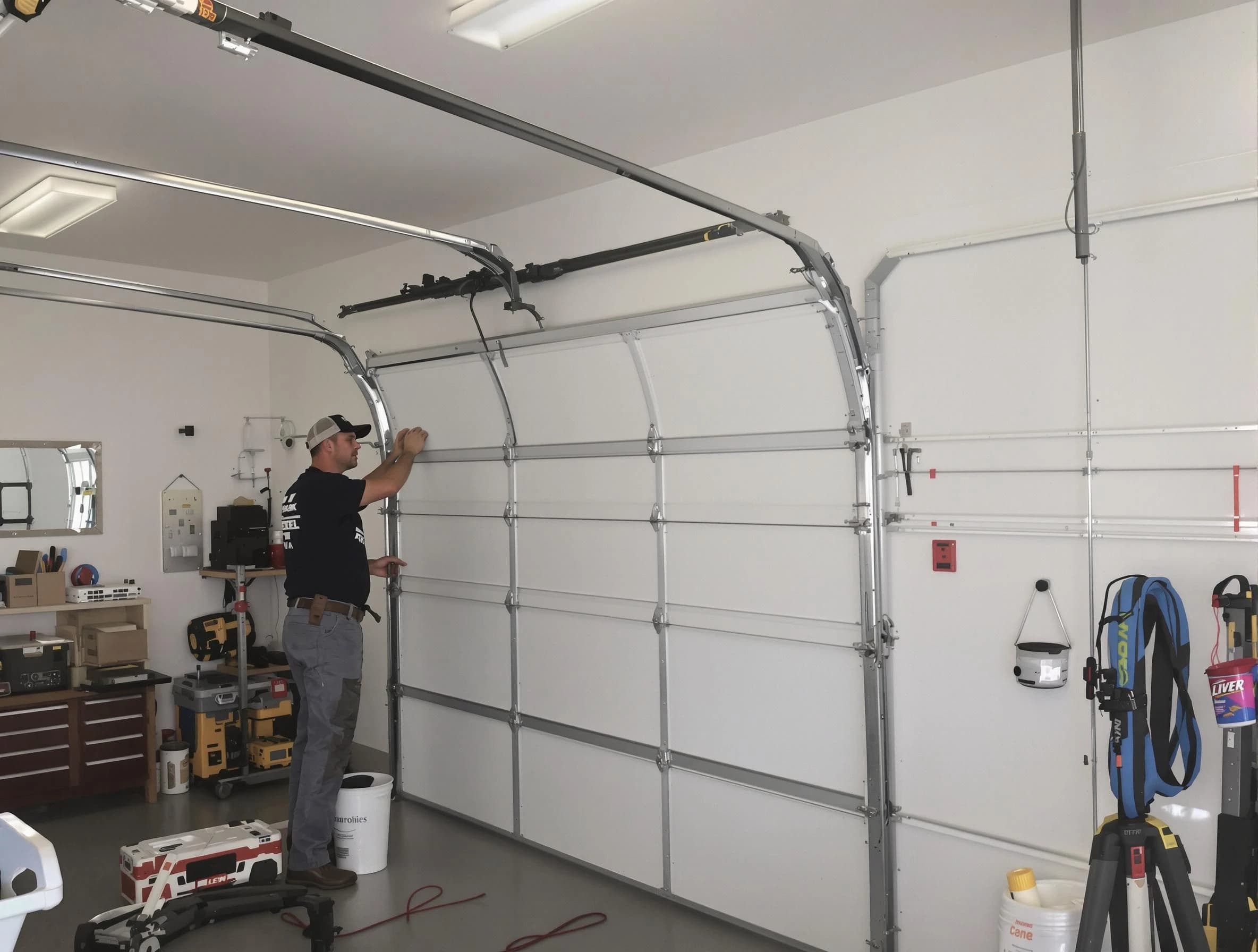 Evergreen Garage Door Repair team installing new garage door in Evergreen