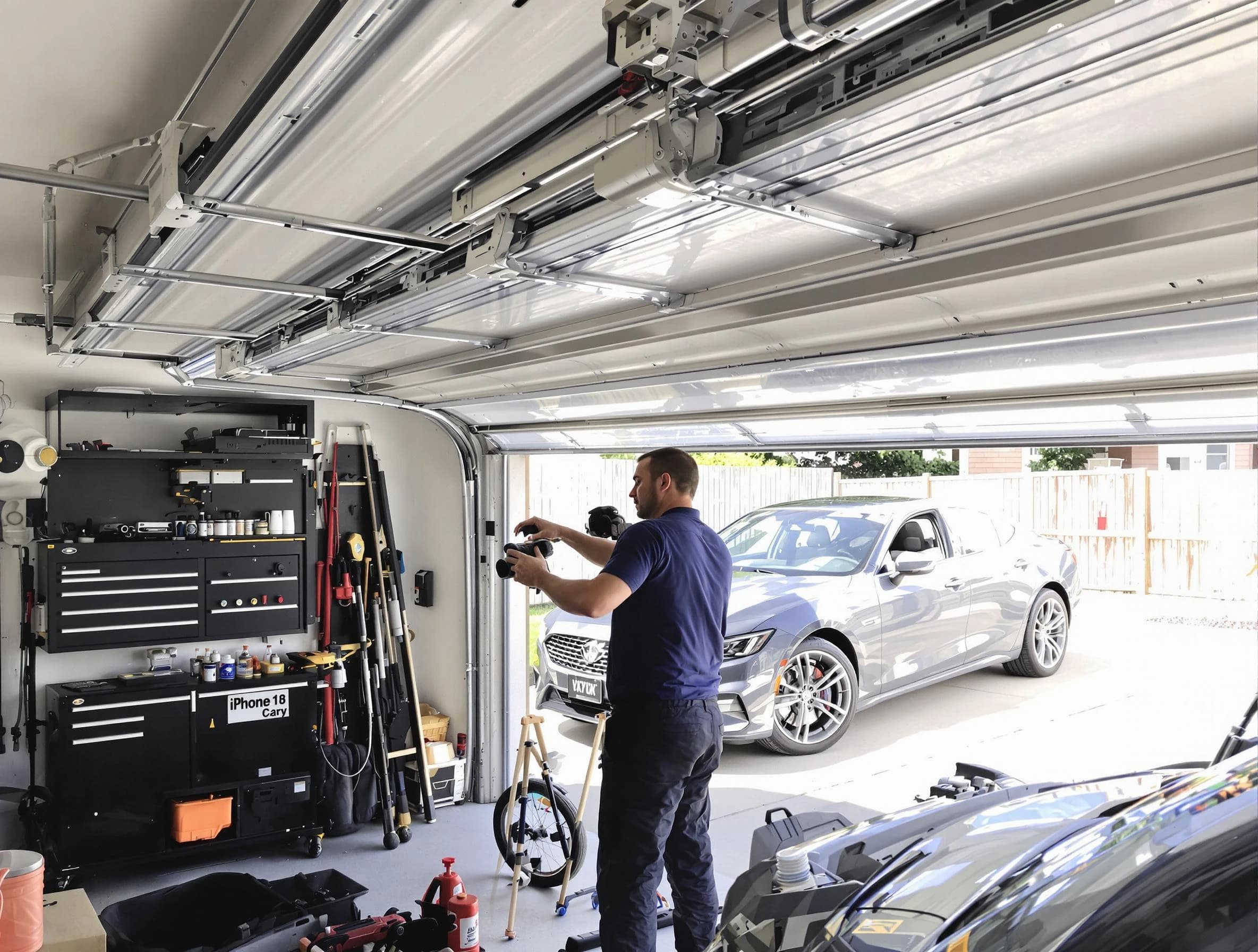 Evergreen Garage Door Repair technician fixing noisy garage door in Evergreen