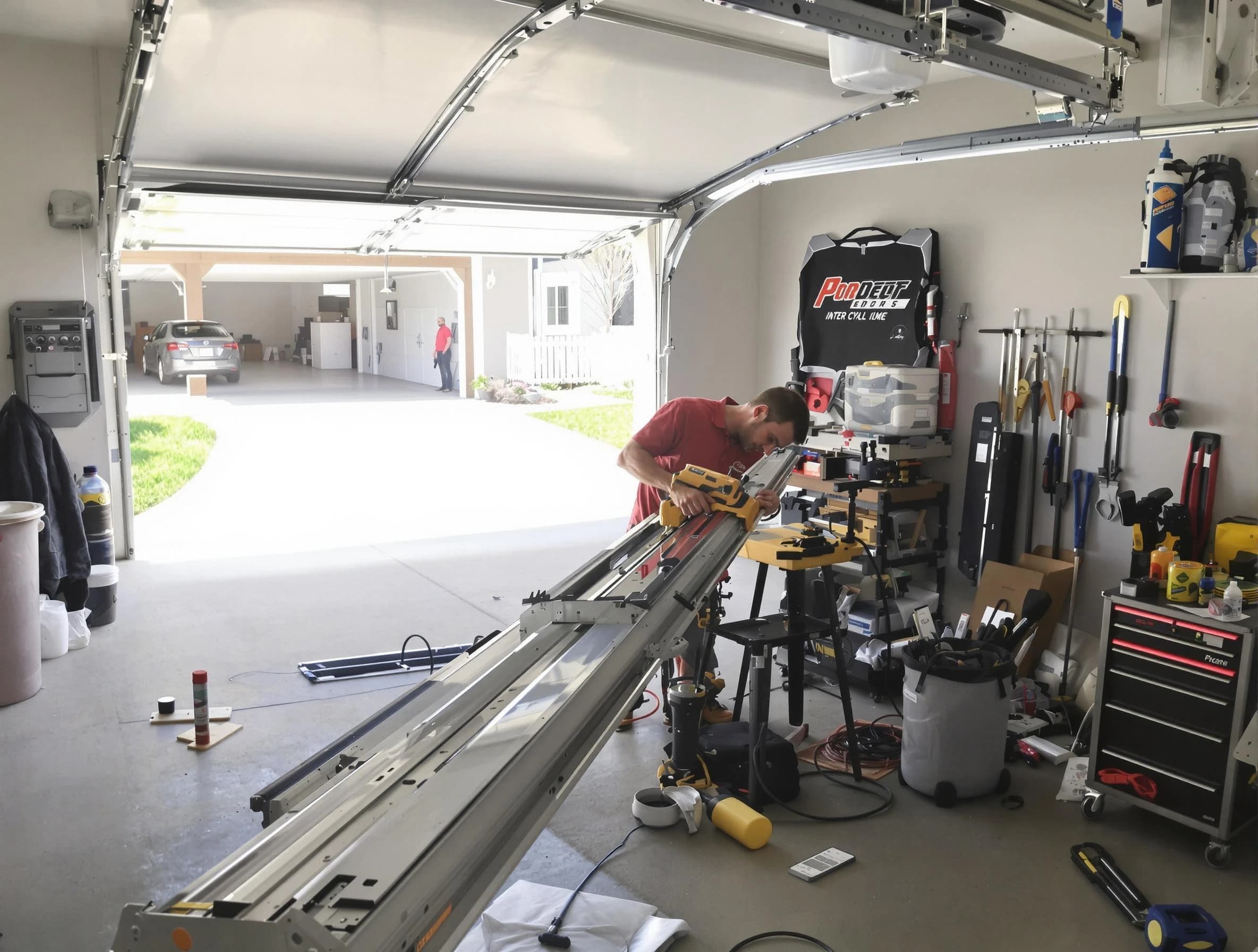 Evergreen Garage Door Repair expert performing track repair in Evergreen